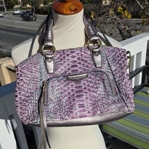 Aimee Kestenberg Leather Purple Gray Silver Shoulder Bag